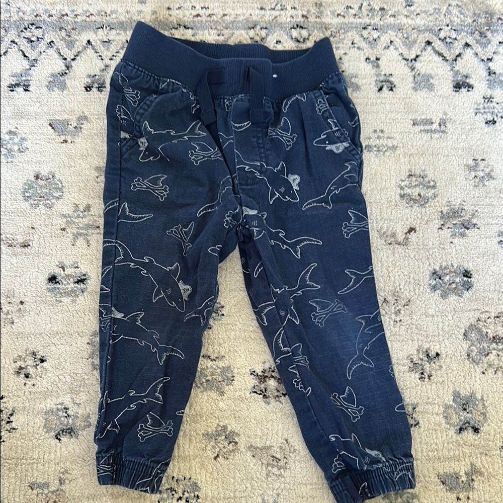Kids Navy Shark Print Joggers